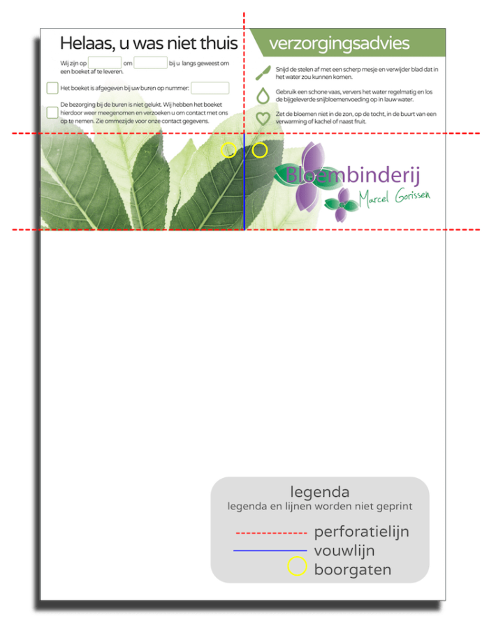 Eigen ontwerp Orderbonnen bloemist Marcel Gorissen