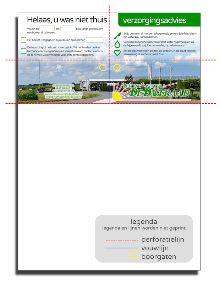 Eigen ontwerp Orderbonnen bloemist de Dageraad