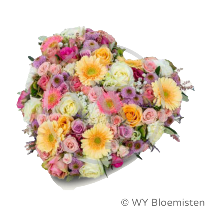 troost in bloemen - liggend hart 30 cm