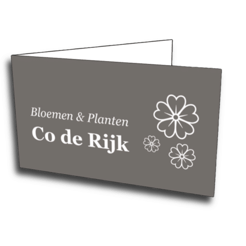 Boeket kaartje gevouwen Co de Rijk voorkant